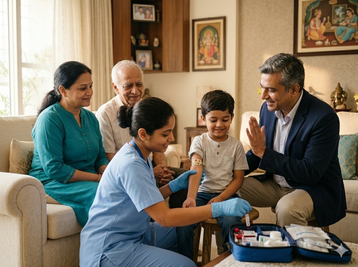 Family health checkup at home by Nidhi Diagnostics
