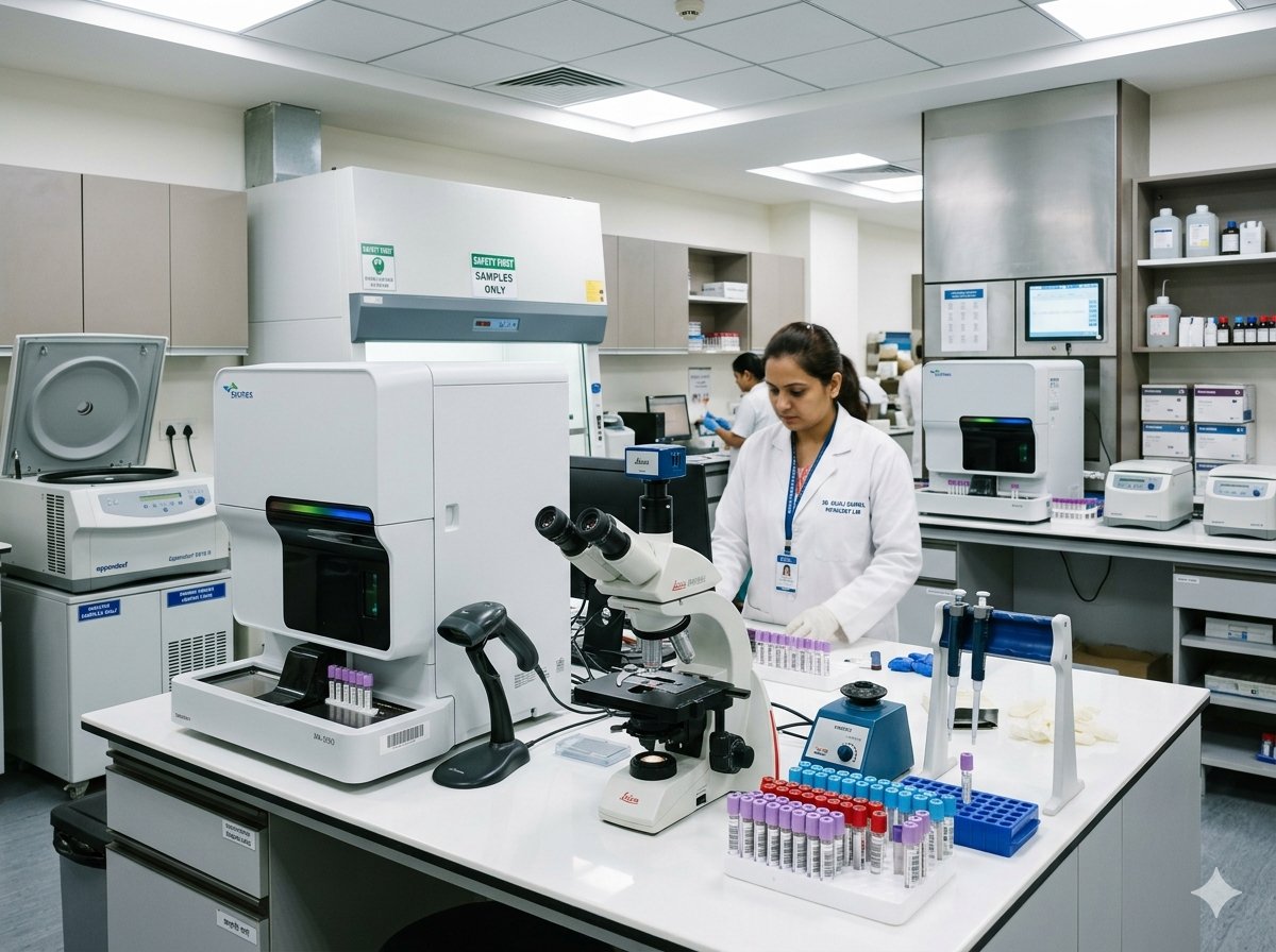 Advanced pathology lab at Nidhi Diagnostics